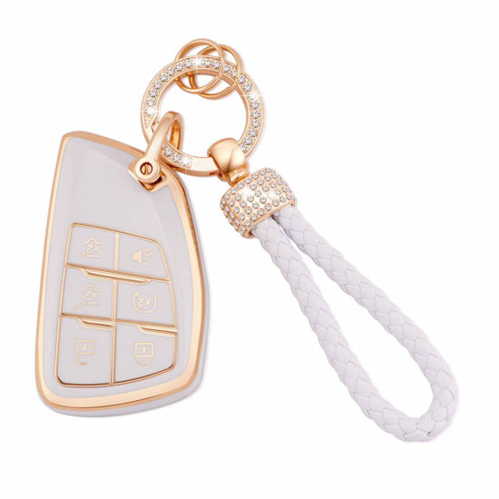 Picture of EKALA for Chevy Key Fob Cover with Keychain 6 Buttons Soft TPU Car Keys Shells Compatible with 2021 2022 Chevy Suburban Tahoe GMC Yukon Key Fob Protector (BCK-6D)