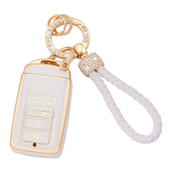 Picture of EKALA for Acura Key Fob Cover Case with Keychain Lanyard, 4 Buttons Soft TPU Keys Shells Key Fob Holder Compatible with Acura CDX RDX RLX TLX TLX-L ILX NSX Car Key Cover (ACU)