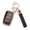 Picture of EKALA for Land Rover Key Fob Cover, 5 Buttons Soft TPU Key Fob Protector with Leather Keychain Fit for Land Rover LR4 Range Rover Sport Evoque Jaguar XF XJ XJL F-pace Smart Key Fob Case (BP-Rov)
