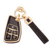 Picture of EKALA for GMC Key Fob Cover with Leather Key Fob Keychain, 5 Buttons Soft TPU Black Gold Key Shell Case Compatible with 2021 2022 2023 GMC Sierra 1500 Chevy Silverado 1500 2500HD 3500HD (BP-Bck-5D)