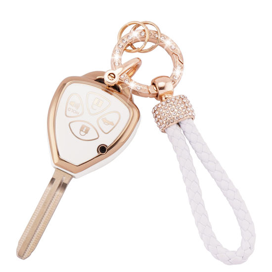 Picture of EKALA for Toyota Key Fob Cover with Keychain Lanyard 4 Buttons Soft TPU Key Fob Keyless Entry Remote Shell Case Fit for Toyota Camry Avalon Corolla Venza Smart Car Key Case (Tyt-4A)
