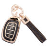 Picture of EKALA for Hyundai Key Fob Cover with Leather Key Fob Keychain, Soft TPU Key Fob Protector Shell Fit for Hyundai Elantra Elantra GT Sonata Tucson Ioniq 4 Buttons Keyless Entry Smart Key (BP-HYD-4)