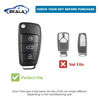 Picture of EKALA Car Key Fob Cover Fit for Audi A1 A3 A4 A6 A8 Quattro Q3 Q7 S3 S6 RS3 RS6 R8 TT TTS 3 Buttons Flip Key Case Cover Soft TPU Key Shells with Leather Keychain Lanyard Black Gold (BP-Ad-3)