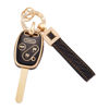 Picture of EKALA for Honda Key Fob Cover with Leather Keychains, 4 Buttons Soft TPU Keys Shells Black Gold Key Fob Protector Compatible with Honda Accord Accord Crosstour Civic CR-V Pilot Element(BP-Hod-4R)