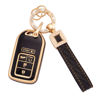 Picture of EKALA for Honda Key Fob Cover with Leather Key Fob Keychain, 5 Buttons Soft TPU Keys Shells Compatible with Honda Accord Civic CRV Odyssey Pilot Key Fob Protector Black Gold(BP-Hod)