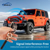 Picture of EKALA for Jeep Key Fob Cover with Leather Key Fob Keychain, Soft TPU Keys Shells Fit for Jeep Wrangler JL JLU Rubicon Gladiator JT Sahara JLU 4 Buttons Flip Folding Key Case Black Gold (BP-Jep-4F)