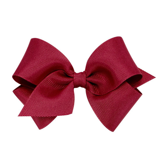 Picture of Wee Ones Girls' Classic Grosgrain Hair Bow with Plain Wrap Center on a WeeStay Hair Clip, Handmade, Small Sized Bow, Cranberry