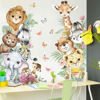 Picture of Watercolor Jungle Animal Wall Decals Tiger Elephant Giraffe Zebra Lion Wall Stickers Removable Animal Wall Decals Stickers Decor for Baby's Nursery Playroom Bedroom Classroom Kindergarten Wall Decor