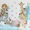 Picture of Watercolor Jungle Animal Wall Decals Tiger Elephant Giraffe Zebra Lion Wall Stickers Removable Animal Wall Decals Stickers Decor for Baby's Nursery Playroom Bedroom Classroom Kindergarten Wall Decor