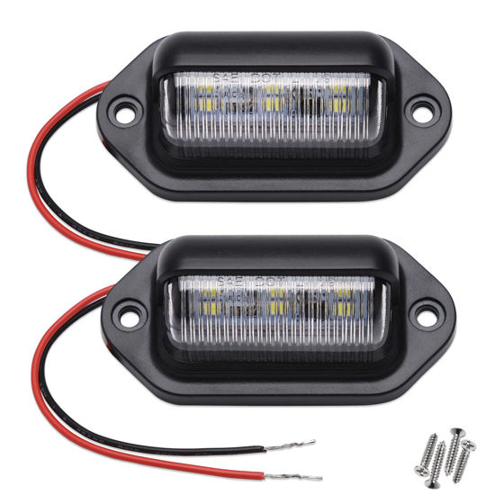 Picture of 2PCS Xenon White LED License Plate Light - 12V-24V DC Waterproof 6-SMD Lamp Taillight for Truck, SUV, Trailer, Van, RV, Boats - Step Courtesy, Dome/Cargo, Under Hood Light