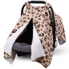 Picture of Rquite Car Seat Cover Baby, Carseat Covers for Boy Girl, Minky Infant Car Seat Cover Winter, Peekaboo Opening Car Seat Canopy, Multiuse Baby Carrier, Stroller, Nursing Cover, Minky Blanket, Leopard