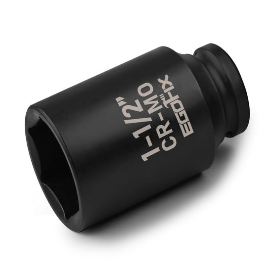 Picture of EGOFIX 1/2" Drive Deep Impact Socket, 1-1/2 Inch Socket, SAE Axle Nut Socket Heat-Treated CR-MO Anti-Rounding 6 Point for Easy Removal of Axle Shaft Nuts