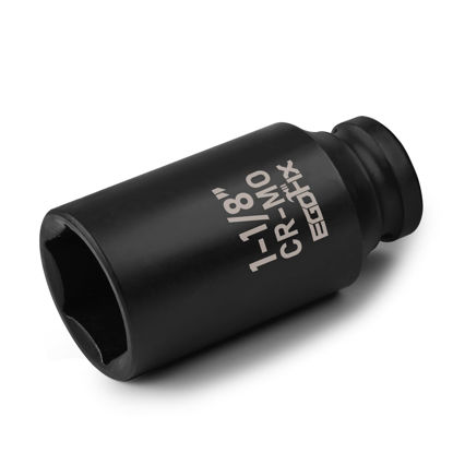 Picture of EGOFIX 1/2" Drive Deep Impact Socket, 1-1/8 Inch Socket, SAE Axle Nut Socket Heat-Treated CR-MO Anti-Rounding 6 Point for Easy Removal of Axle Shaft Nuts