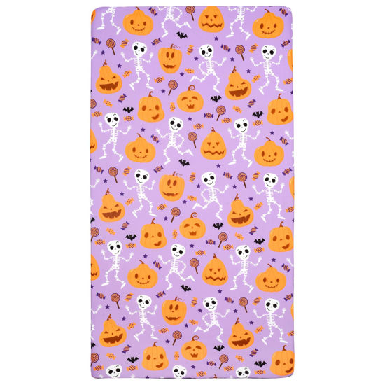 Picture of UOMNY Halloween Pumpkin Crib Sheet for Boys Girls Halloween Fitted Crib Sheets for Standard Crib 52 X 28 Inch Toddler Crib Mattresses Sheet