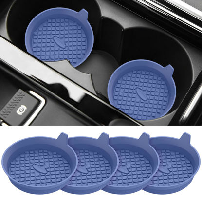 Picture of ME.FAN Car Coasters [4 Pack] Silicone Car Cup Coasters/Cup Mats - Universal Non-Slip Recessed Car Interior Accessories - Car Cup Holder Insert Coasters Navy Blue