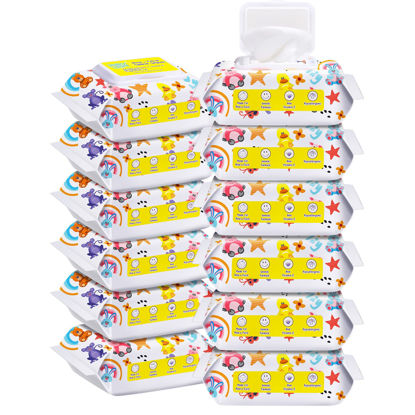 Picture of Baby Wipes - HAPPY BUM Saline Baby Wipes, Unscented, 360 Count (12 Packs of 30 Wipes) Saline Face Wipes