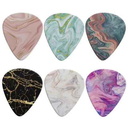 Picture of KEIAHUAN Colorful Marble Guitar Picks for Bass Electric Guitar Acoustic Guitar Lovers Guitarists Gift Guitar Pick Set of 6