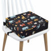 Picture of Toddler Booster Seat Dining, Cartoon Canvas Washable 2 Straps Safety Buckle Kids Booster Seat for Dining Table, Portable Travel Increasing Cushion (Elephant-Black)