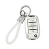 Picture of PIFOOG for Kia Key Fob Cover TPU White Silver 4 Buttons Keys Case Shell Protector Bling Keychain for Kia Sorento Optima Soul Sportage Niro Forte Rio Accessories Girly Women Men