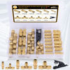 Picture of CheeMuii 35 PCS Brass DOT Air Line Fittings Kit 1/4 3/8 1/2 DOT Quick Connect Air Fittings Straight & Tee Union Push to Connect Air Hose Fittings for Semi Truck Trailers Air Brake System