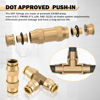 Picture of CheeMuii 35 PCS Brass DOT Air Line Fittings Kit 1/4 3/8 1/2 DOT Quick Connect Air Fittings Straight & Tee Union Push to Connect Air Hose Fittings for Semi Truck Trailers Air Brake System