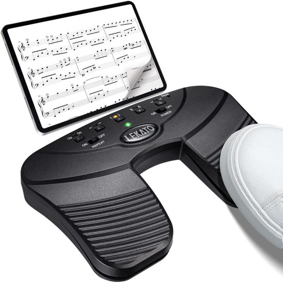 Picture of LEKATO Wireless Bluetooth Page Turner Pedal Ipad Foot Pedal Rechargeable Music Page Turner Page Turner Pedal Silent Page Turner Pedal Wireless Page Turner Pedal for Phone and Tablets Page Turning