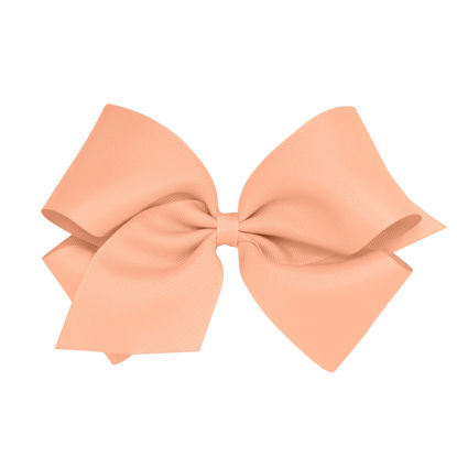 Picture of Wee Ones Girls' Classic Grosgrain Hair Bow with Plain Wrap Center on a WeeStay Hair Clip, Handmade, King, Light Coral