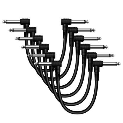 Picture of Heams Professional 6 Pack of 6 Inch Guitar Patch Cable, Noise Free and Long-Lasting Guitar Pedal Cable, Right Angle Pedal Board Cables, Black