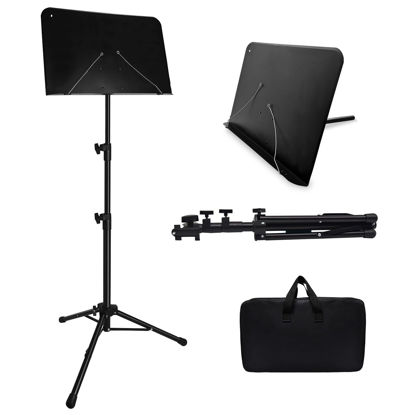 Picture of 57IN Sheet Music Stand, Tall Music Stand for Sheet Music High Stability, Adjustable Portable Music Stand with Carrying Bag for Guitar, Violin, Ukulele (33-57IN-A)