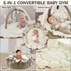Picture of 5-in-1 Convertible Baby Play Gym with 6 Toys, Tummy Time Mat for Sensory Development, Baby Activity Center from Newborn to Toddler, Ball Pit, Cat & Dog Bed, Soft Plush Pet Bed, No Ball Included Brown