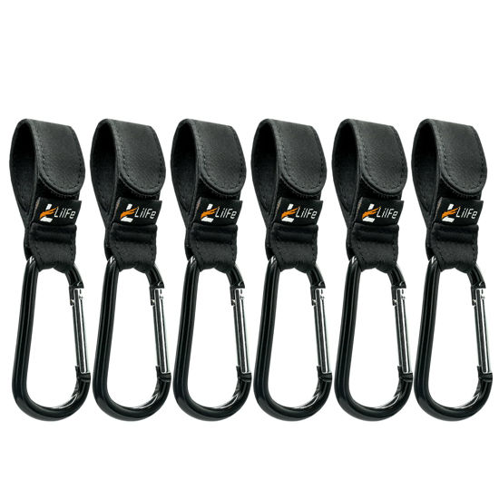Picture of 6 Pcs Baby Stroller Hooks for Hanging | Multipurpose Stroller Straps with Durable and Stylish Stroller Clips for Diaper Bags | The Perfect Mummy Hook for Stroller, Walker and Shopping (Black)