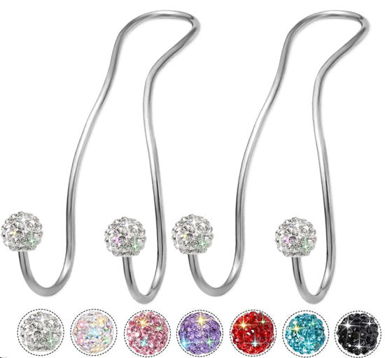 Picture of MTGOCHA Bling Purse Hook for Car Headrest Hooks Upgraded Cute Car Purse Hooks Car Seat Hooks for Headrest Metal Car Bag Hooks Car Purse Holder Hook Hanger Bling Car Accessories for Women,Silver