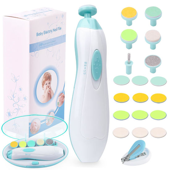 Picture of Baby Nail Trimmer Electric Nail File Baby Nail Clippers, 20 in 1 Safe Nail Filer Grinder Kit for Newborn Infant Toddler Kids or Adults Toes Fingernails Care Trim Polish, Led Light and Grinding Heads