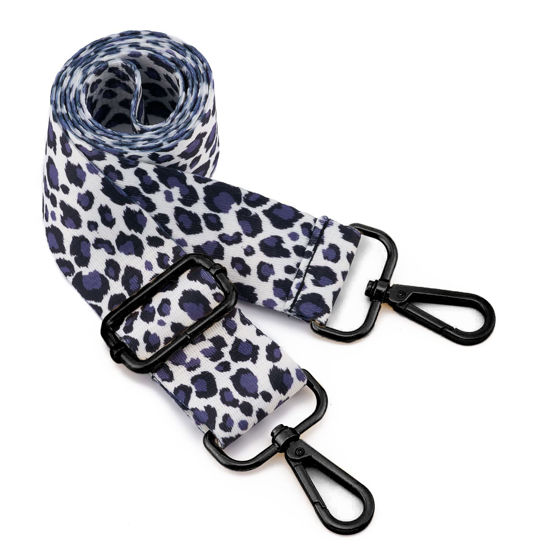 Picture of ZOOEASS Nickel Buckles Wide Shoulder Strap Adjustable Replacement Belt Gun Buckles Guitar Style Crossbody Bag Strap(Wide:1.4in,Long:49.2in) (Leopard3)