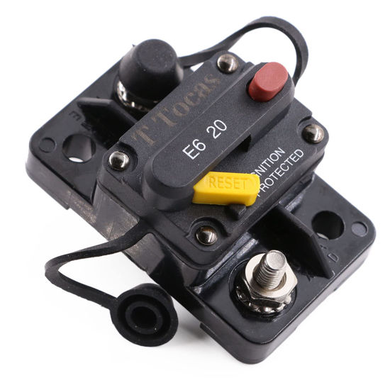 Picture of T Tocas Circuit Breaker 20A E69 for Marine Truck Boat RV Automotive Mid Range Mini T3 Manual Reset Switchable Compact Medium IP66 (20a)