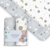 Picture of 100% Organic Cotton Fitted Travel Crib/Playard Sheets for Guava Lotus, BabyBjorn, Dream on Me, Baby Joy and Other 24" x 42" Pads. Safety Strap Holes in Each Corner. 2 Pk (Space and Night Sky)