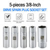Picture of 5PCS Magnetic Spark Plug Socket Set Includes 14mm 16mm Thin Wall Socket and 9/16-inch 5/8-inch and 13/16-inch Sockets 3/8-inch Drive Magnet Retains Spark Plugs