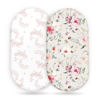 Picture of Stretch Ultra Soft Fitted Bassinet Sheet Set 2 Pack, Universal Fit for Bassinets Baby Cradle Moses Basket Oval Rectangle Mattress Safe and Snug, Beautiful Flowers and Insects Pattern for Baby Girls
