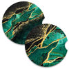Picture of Nipichsha Car Coasters for Cup Holders, 2 Pack Absorbent Ceramic Car Cup Holder Coaster for Drinks, Cute Car Assecories for Women Men, Universal Size 2.56" with Finger Notch & Cork Base, Green Marble