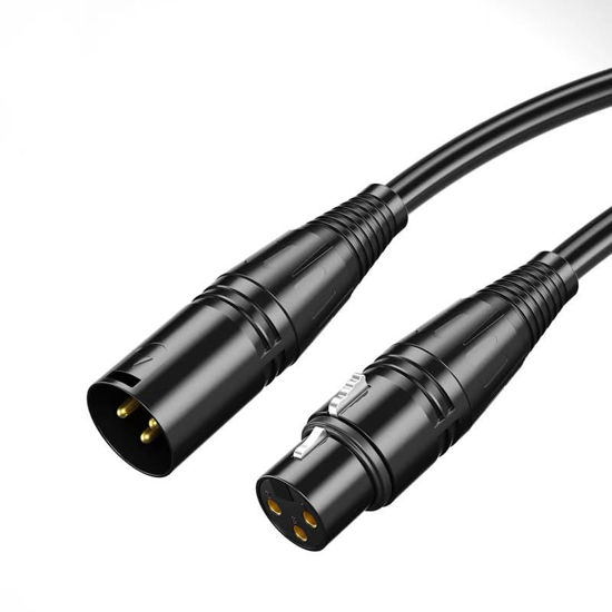 Picture of Molan Basics XLR Microphone Cable for Speaker or PA System, All Copper Conductors, 6MM PVC Jacket, Premium XLR to XLR True Shielded Wire Black (2, Style A, 10 Feet)