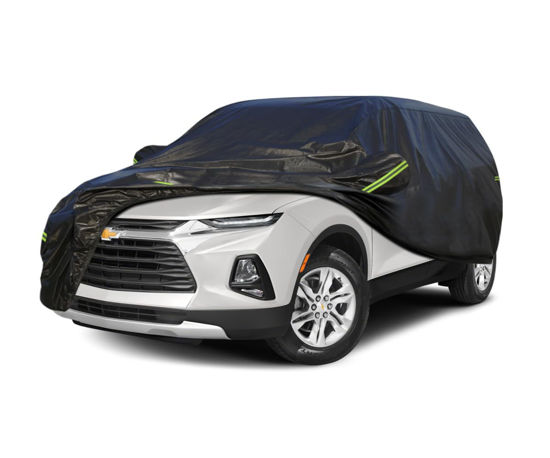 Picture of KouKou Waterproof SUV Car Cover Suitable for Chevy Blazer from 1982 to 2024, 6 Layers Windproof All Weather Waterproof Outdoor Cover Sun Rain UV Dust Snow Protection. Black