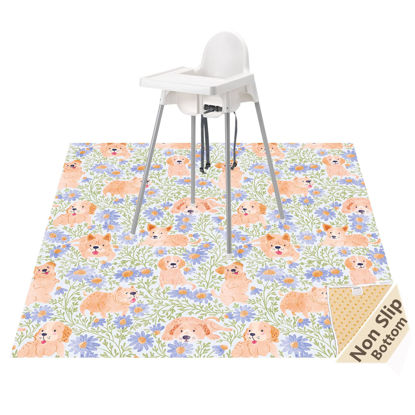 Picture of Splat Mat for Under High Chair/Arts/Crafts, Waterproof and Anti-Slip Splash Mat Floor Protector, Washable Highchair Floor Mat, 51 Inch Reusable Messy Mat and Baby Feeding Table Cloth