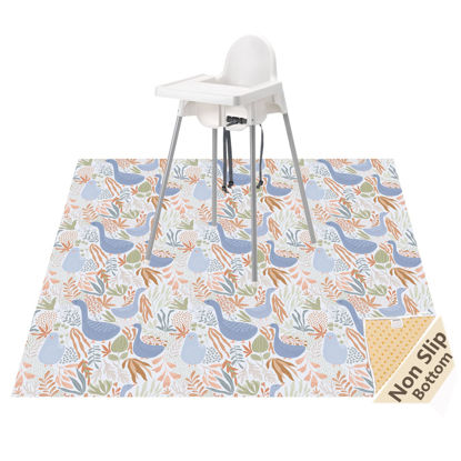 Picture of Splat Mat for Under High Chair/Arts/Crafts, Waterproof and Anti-Slip Splash Mat Floor Protector, Washable Highchair Floor Mat, 51 Inch Reusable Messy Mat and Baby Feeding Table Cloth