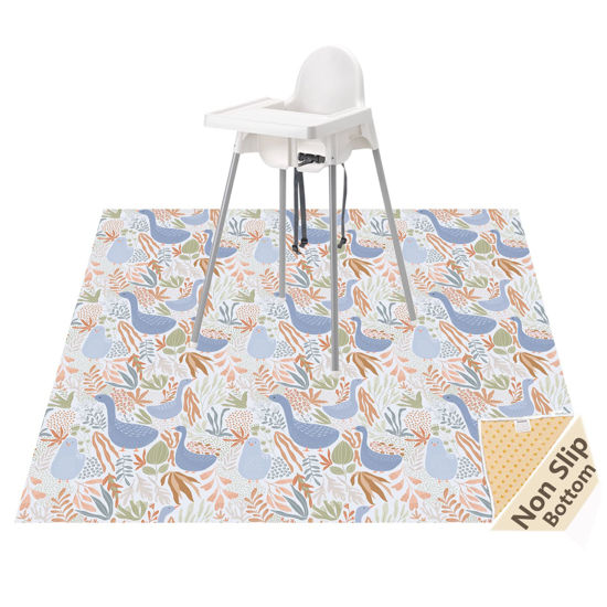 Picture of Splat Mat for Under High Chair/Arts/Crafts, Waterproof and Anti-Slip Splash Mat Floor Protector, Washable Highchair Floor Mat, 51 Inch Reusable Messy Mat and Baby Feeding Table Cloth