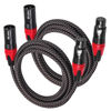 Picture of MIKIZ 6ft XLR Cables Braided 2 Pack Red Color Coded Premium Anti-tangling XLR Patch Cables Short for Microphone DJ