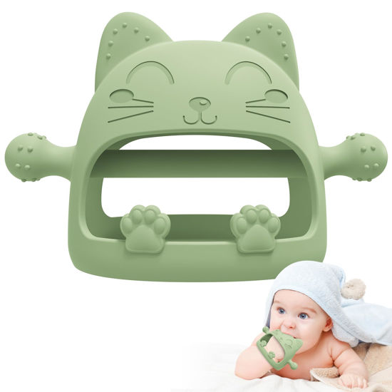 Picture of Baby Teethers 0-6 Months,Teething Toys for Babies 0-6 Months,Never Drop Baby Chew Toys for Teething Relief,Infant Hand Teether Pacifiers for 0-6 Months,Ideal Baby Toys Gifts for New Moms(Cartoon Cat)