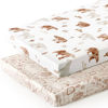 Picture of Stretchy Ultra Soft Jersey Knit Pack n Play Sheets Set 2 Pack, Portable/Mini Crib Sheets for Boys and Girls, Universal Fit for Pack N Plays Safe and Snug, Stylish Playard Sheets of Cute Animals Print