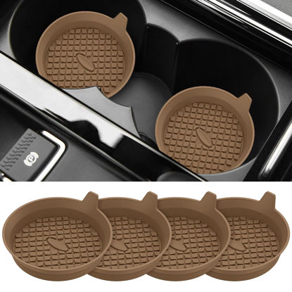 Picture of ME.FAN Car Coasters [4 Pack] Silicone Car Cup Coasters/Cup Mats - Universal Non-Slip Recessed Car Interior Accessories - Car Cup Holder Insert Coasters Coffee