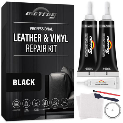 Picture of Black Leather Repair Kit for Car Interior, Leather Seat Repair Kit for Cars, Easily Repairs Furniture, Jacket, Chair, Sofa and Purse, Restores Faux, Artificial, Genuine Pleather With Easy Instructions