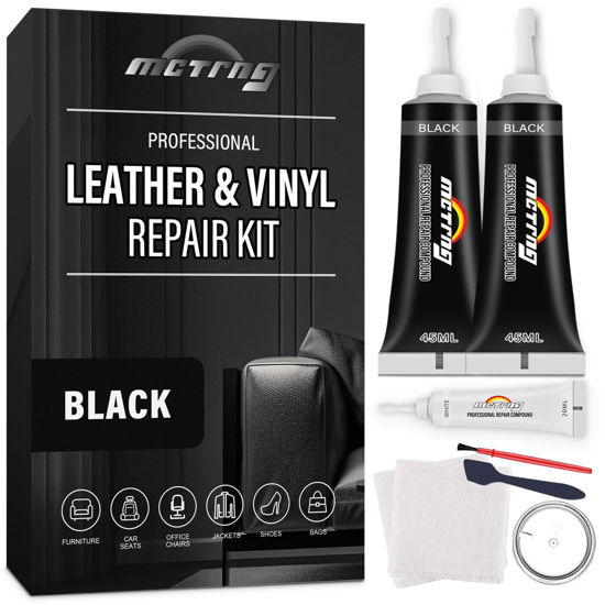 Picture of Black Leather Repair Kit for Car Interior, Leather Seat Repair Kit for Cars, Easily Repairs Furniture, Jacket, Chair, Sofa and Purse, Restores Faux, Artificial, Genuine Pleather With Easy Instructions